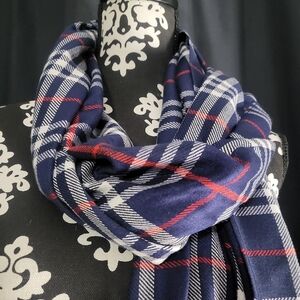 BURBERRY LONDON NWT Lightweight Classic Nova Check Blue Plaid Cashmere Long Scar